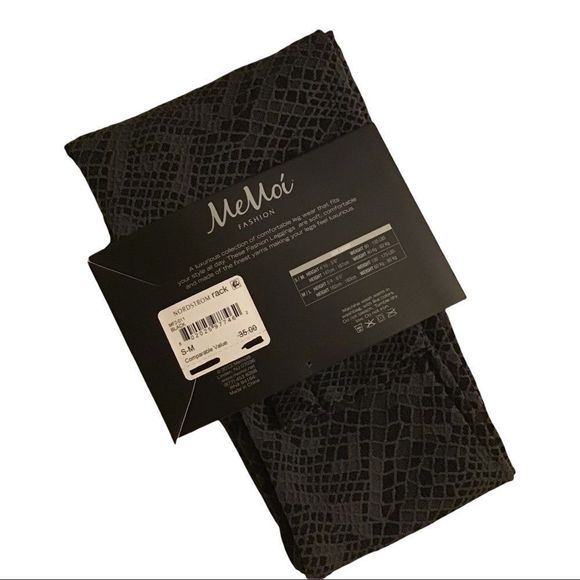 MEMOI Leggings Snake Print Black Size S/M - Picture 4 of 4